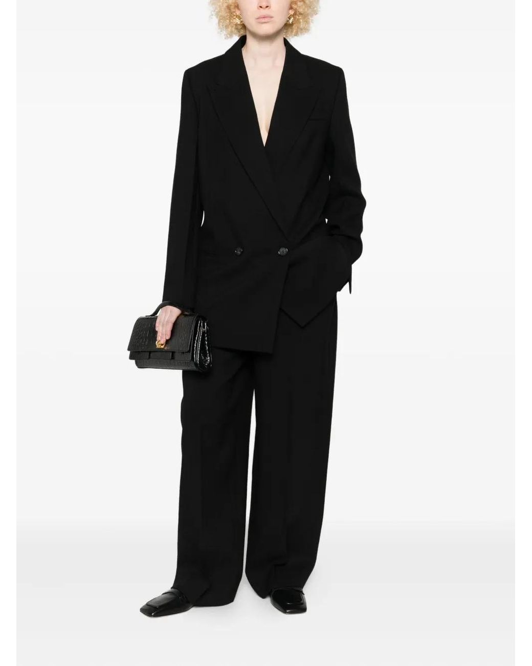 Totême Black Double-Breasted Shield Blazer