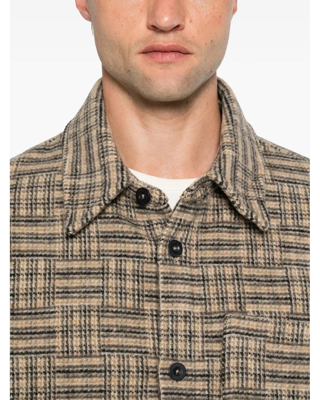 A.P.C. Brown Check-Pattern Button-Down Shirt for men