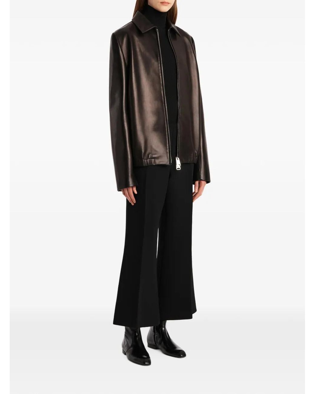 Khaite Black Jackson Zip-Up Leather Jacket