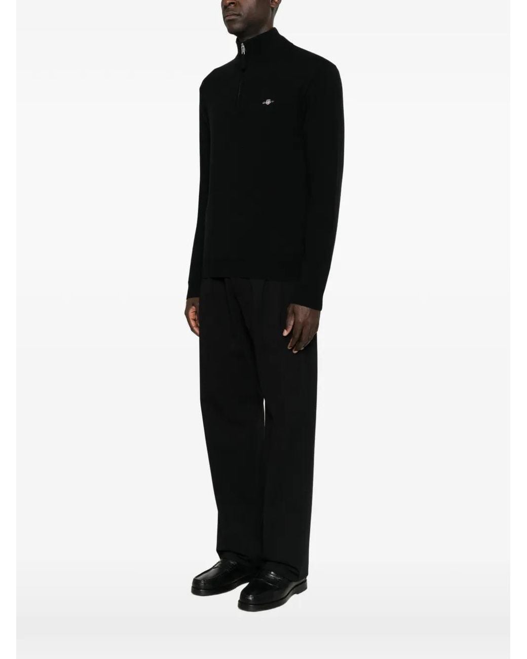 Gant Black Quarter-Zip Wool Sweater for men