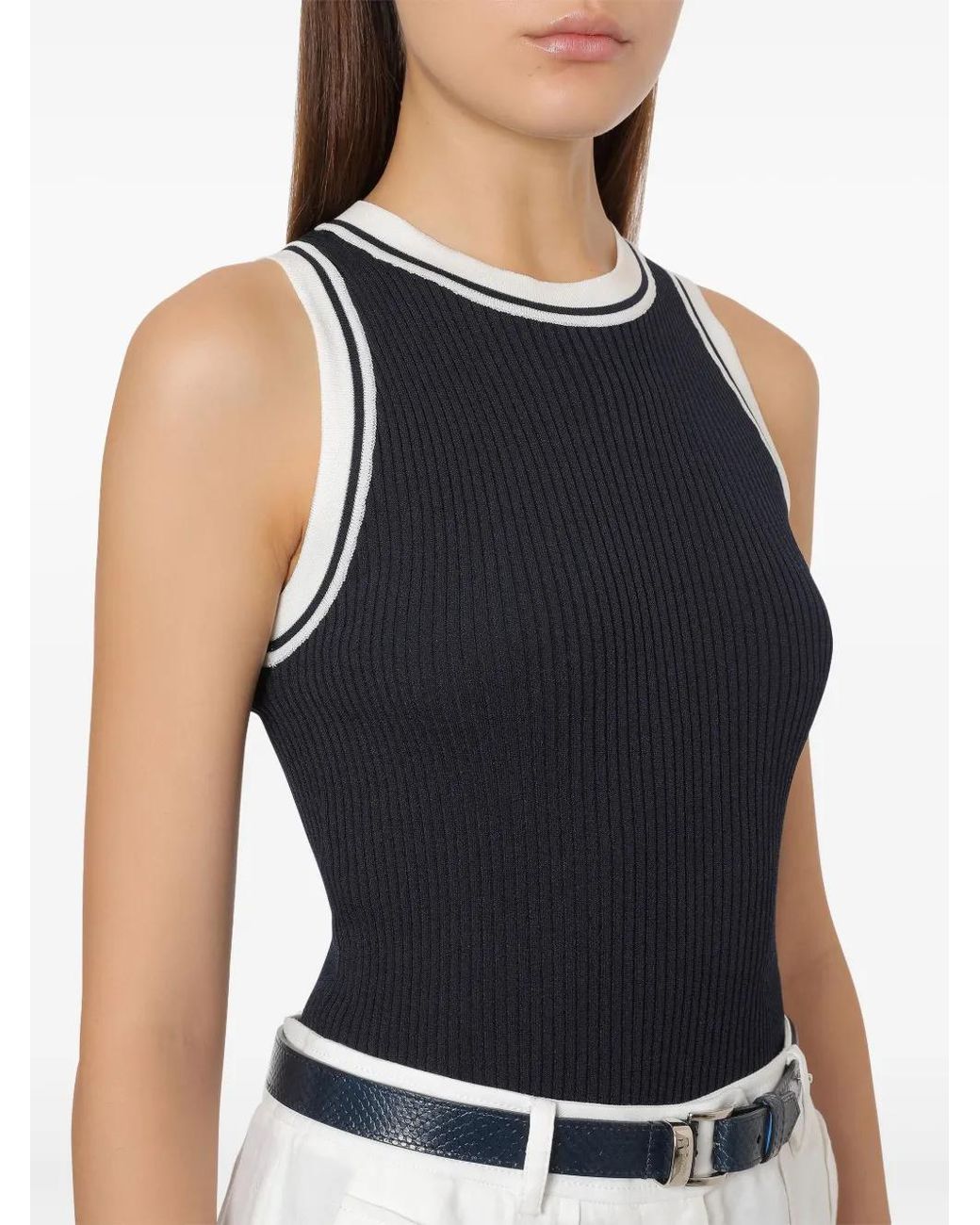 Alberta Ferretti Blue Neutrals Top With Classic Silhouette