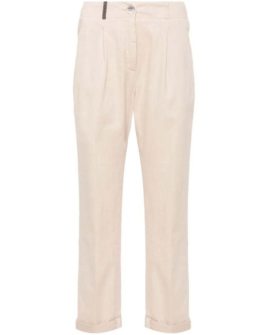 Peserico Natural Cropped Tapered Trousers