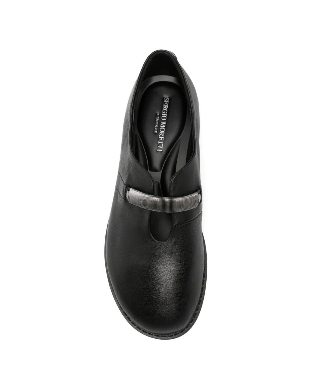 SERGIO MORETTI FIRENZE Black Metal-Bar Leather Loafers