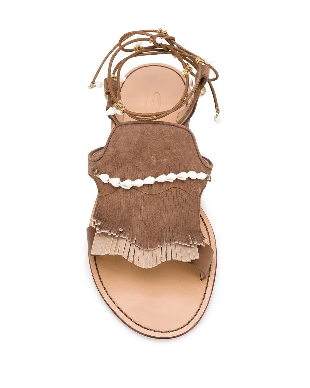 Santoni Black Open Toe Beaded-Fringed Sandals