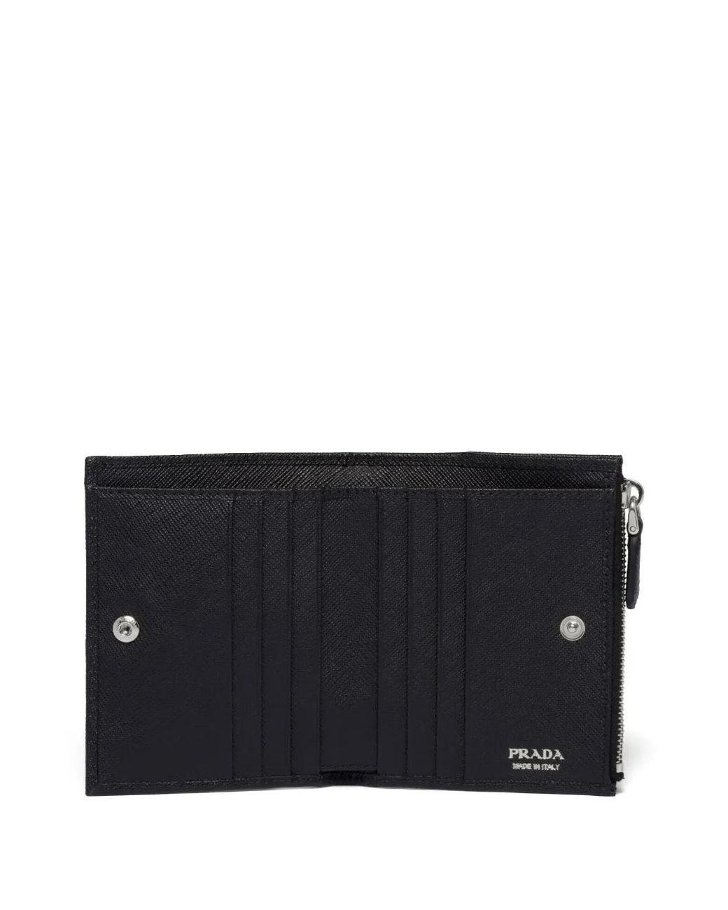 Prada Black Triangle-Logo Saffiano Leather Wallet