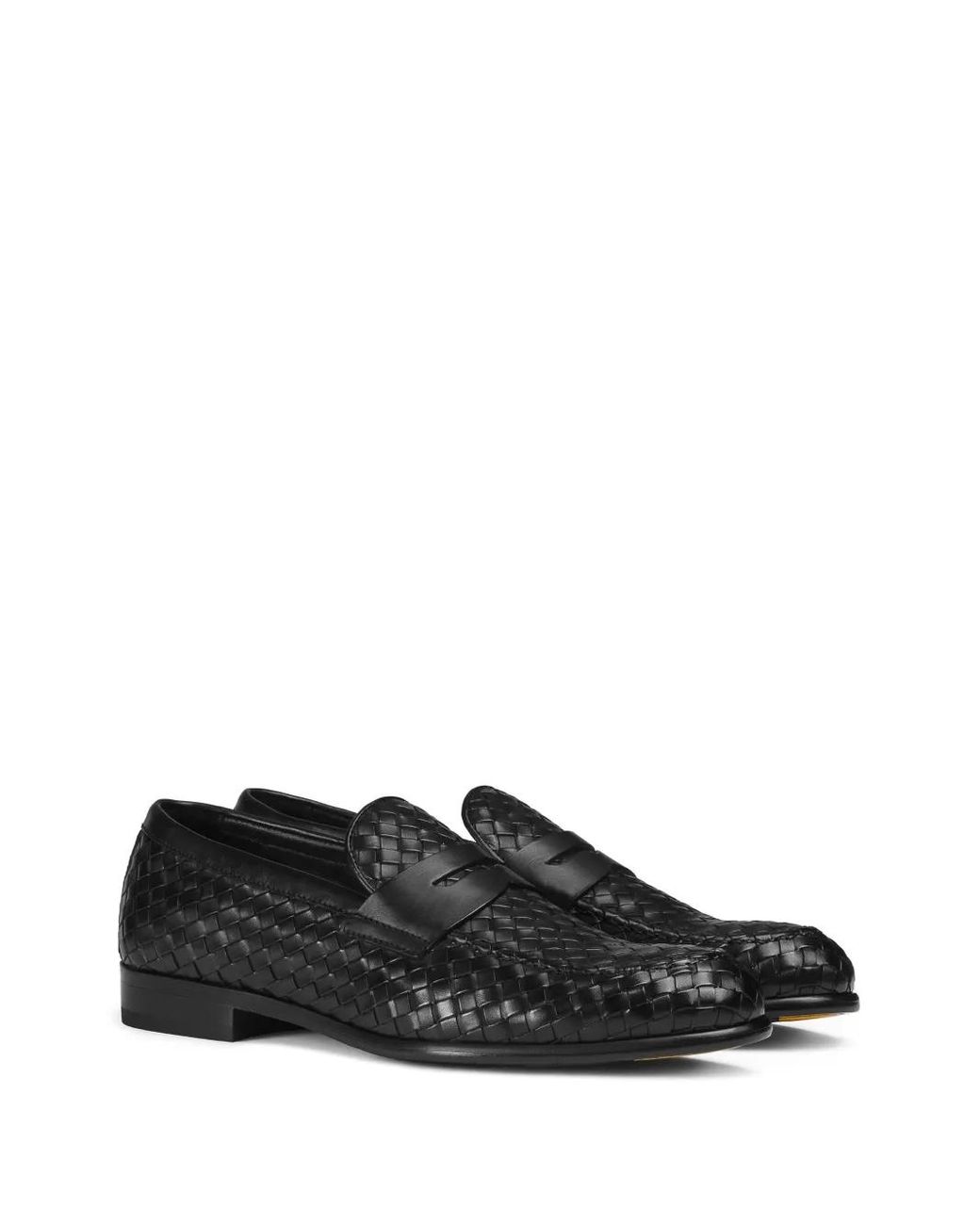 Doucal's Black Leather Loafers for men