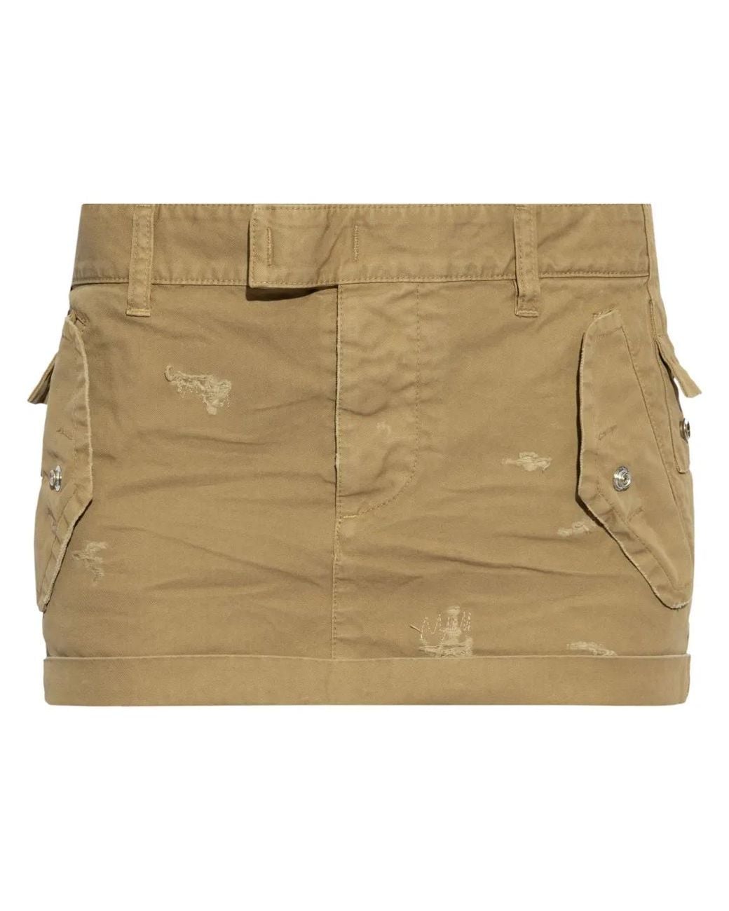 DSquared² Natural Distressed-Effect Mini Skirt