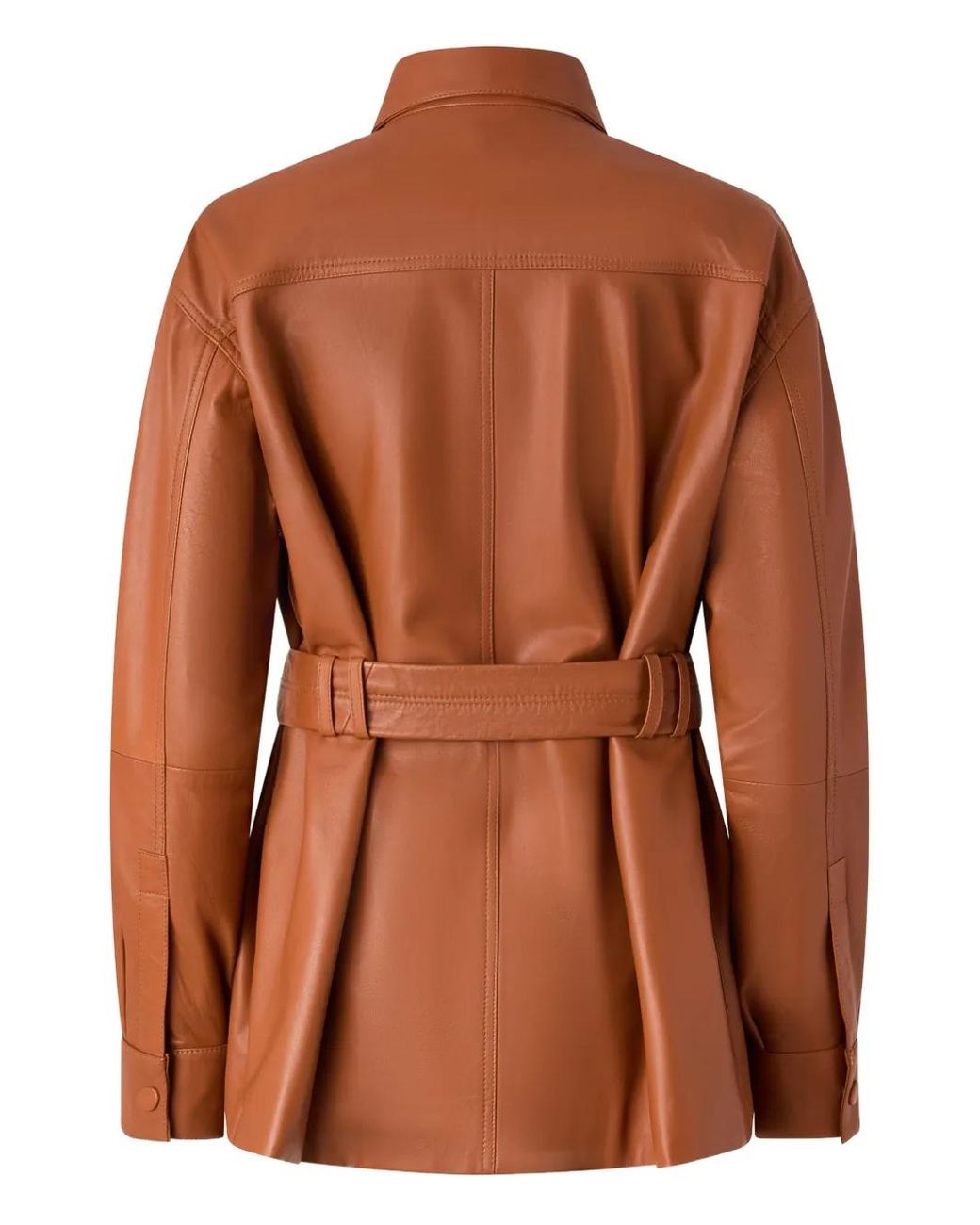 Pinko Brown Belted Leather Jacket