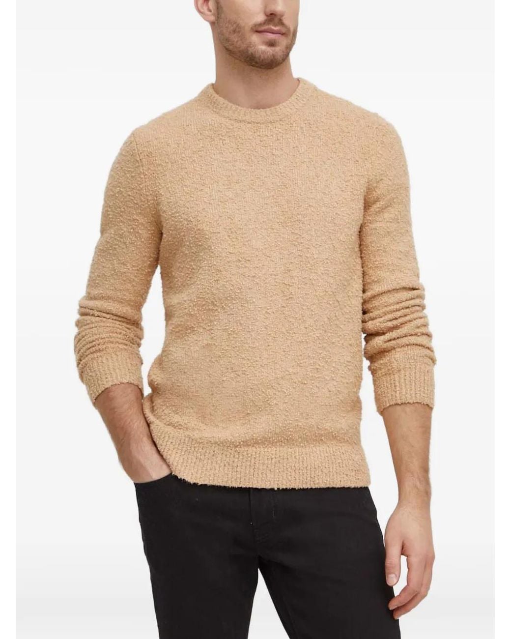 Michael Kors Black Bouclé-Knit Crew-Neck Sweater for men