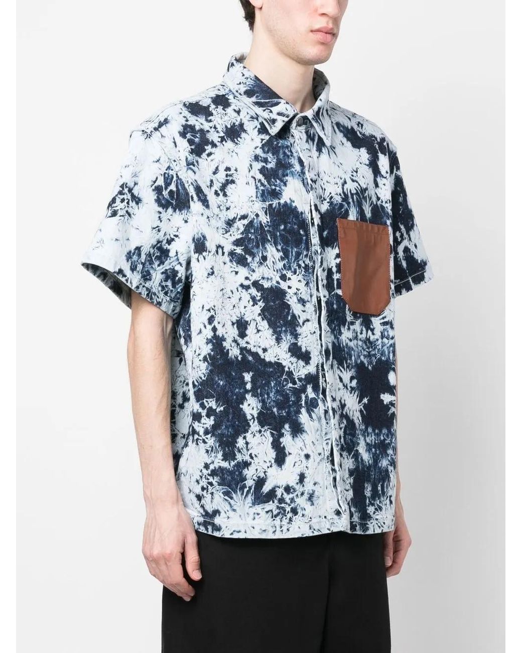 Ferrari Blue Tie-Dye Patterned Shirt for men