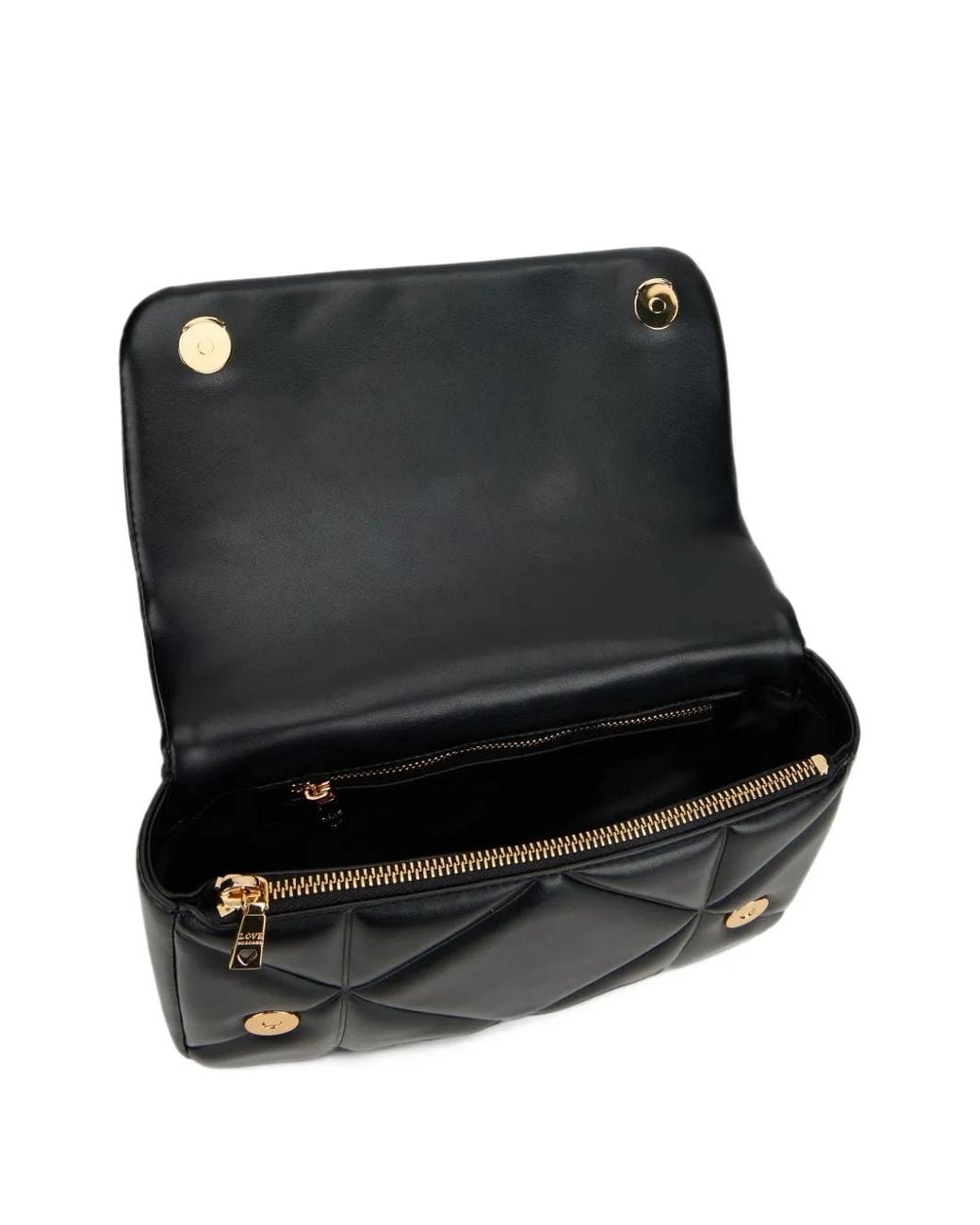 Love Moschino Black Quilted Logo-Plaque Shoulder Bag