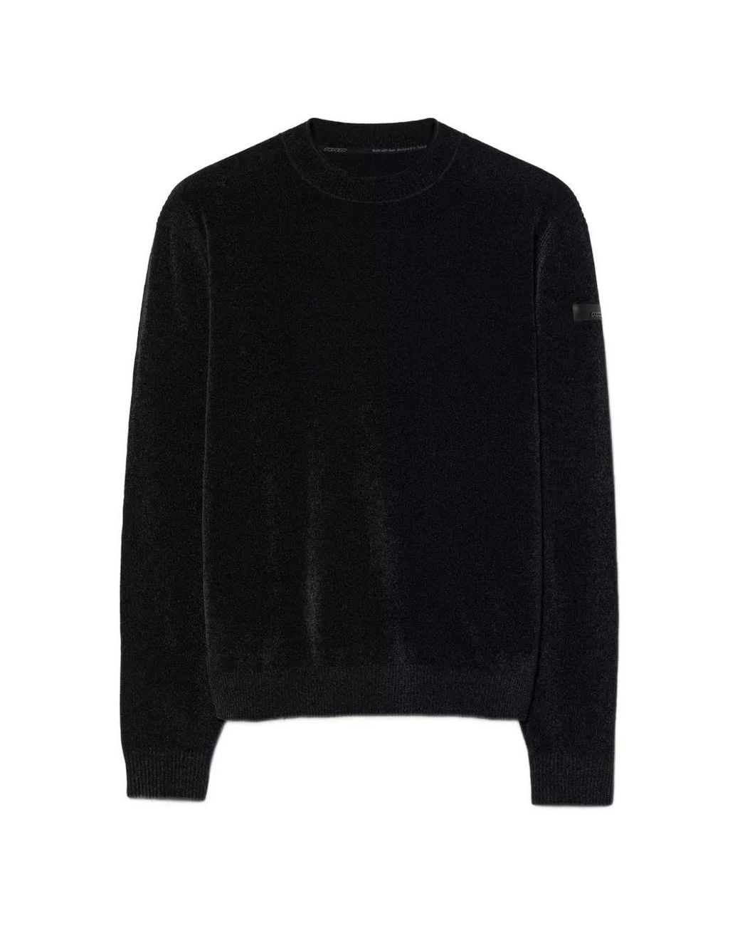 Rrd Black Velvet Round-Neck Sweater for men