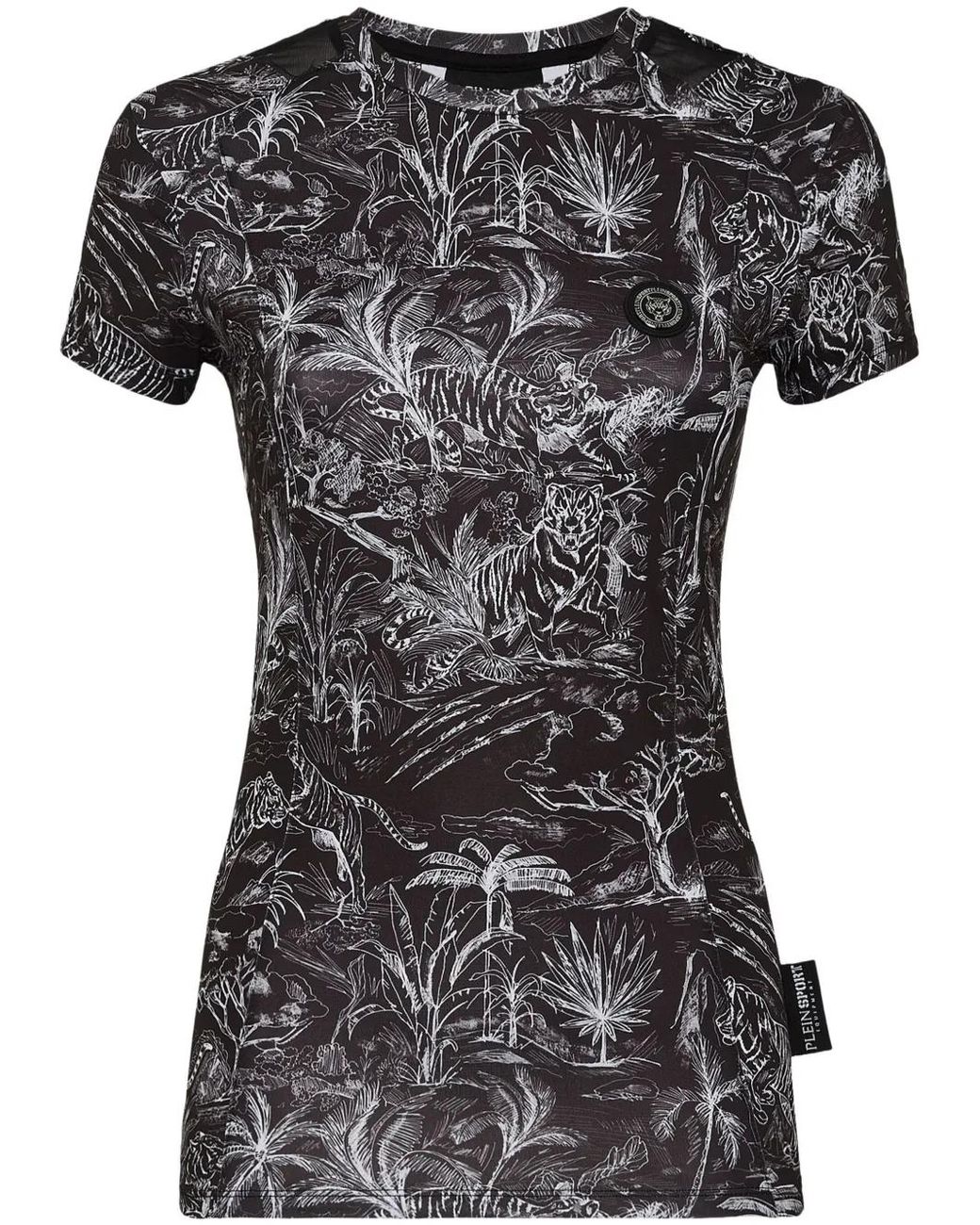 Philipp Plein Black Graphic-Print Compression T-Shirt