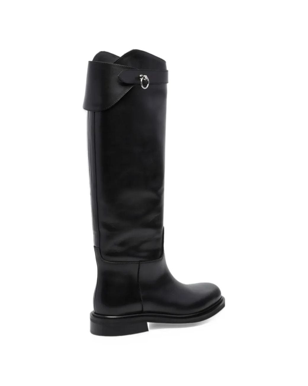 Poeve Black Fibi Buckle-Strap Knee-High Boots