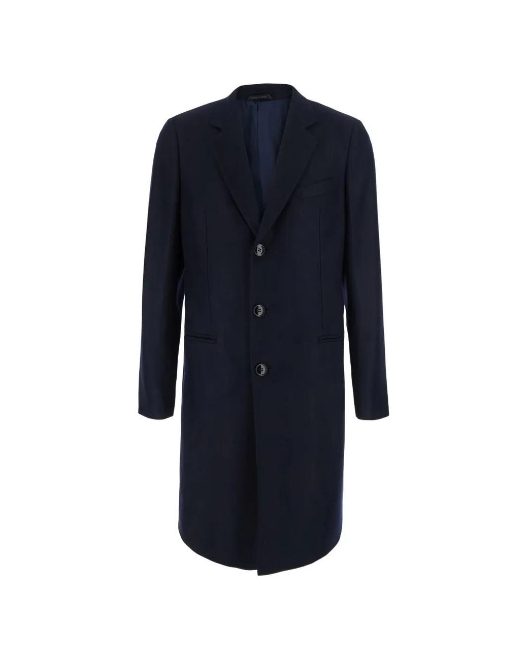 Giorgio Armani Blue Diagonal-Weave Single-Breasted Coat for men