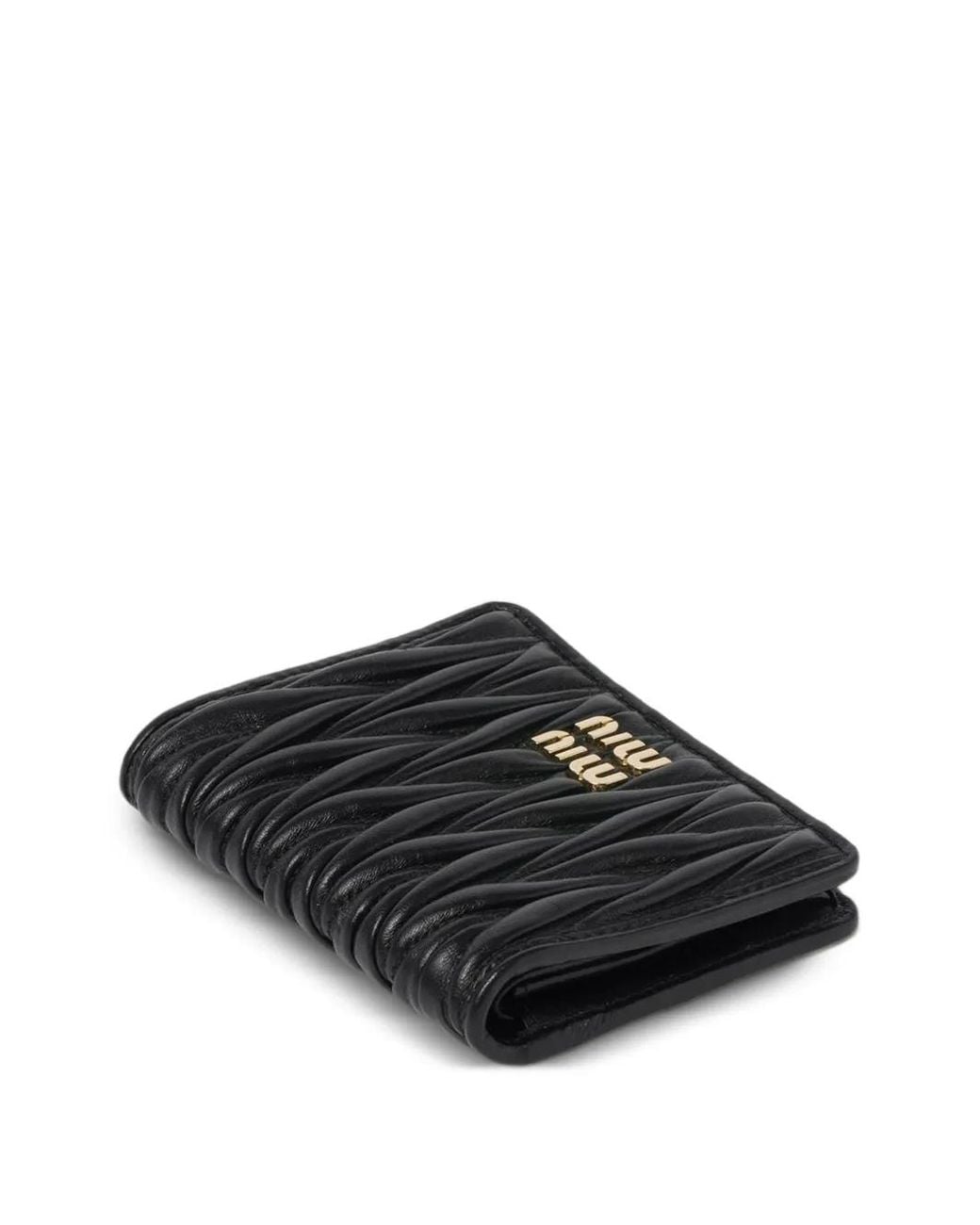 Miu Miu Black Small Matelassé Nappa-Leather Wallet
