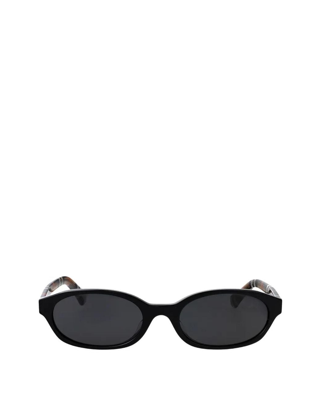 Burberry Black Check-Pattern Oval-Frame Sunglasses