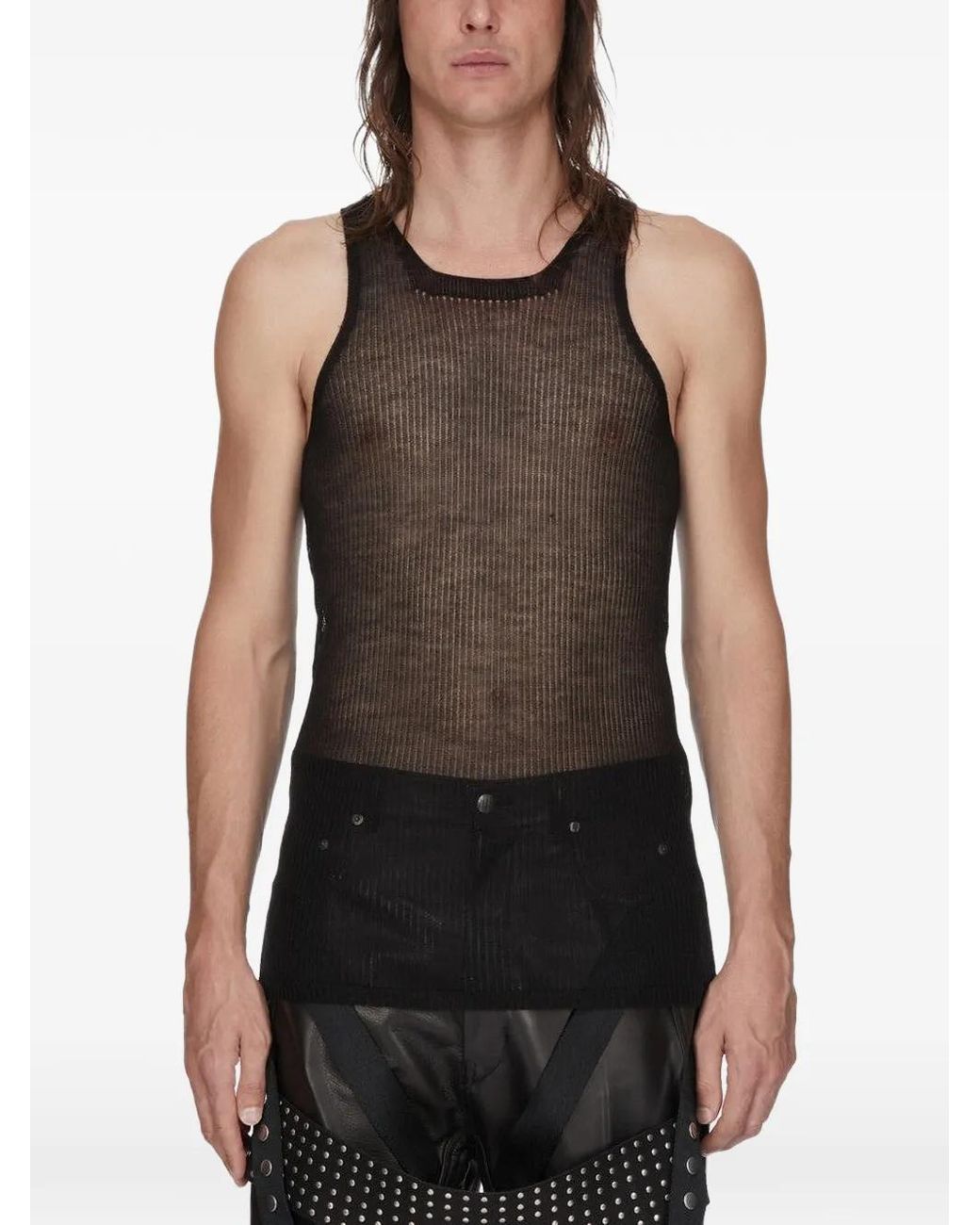Rick Owens Black Ribbed Top for men