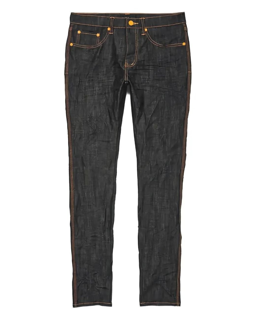 Purple Brand Gray Contrast-Stitching Skinny Jeans for men