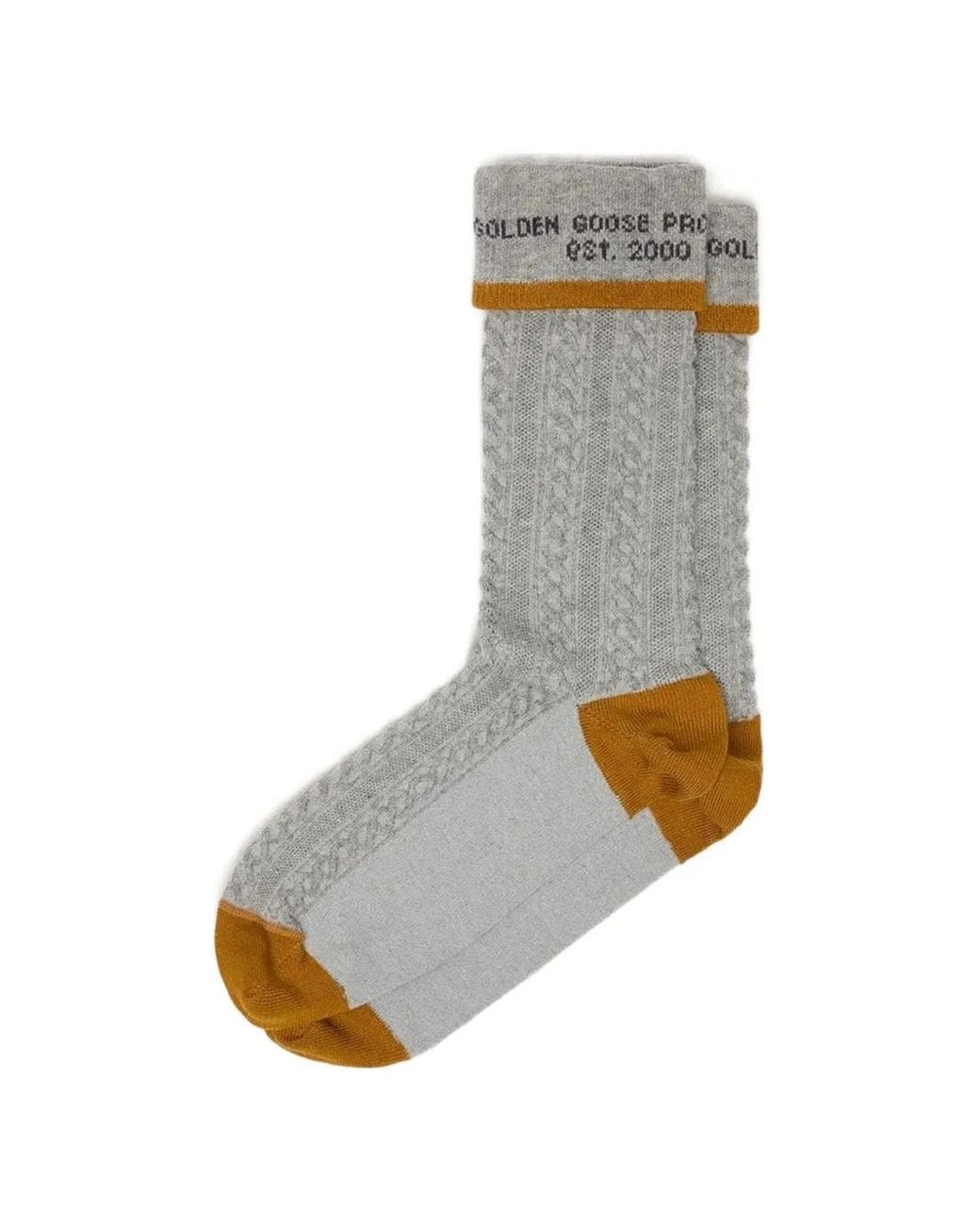 Golden Goose Deluxe Brand Gray Socks High Rib/Braid/ Jacquard Logo
