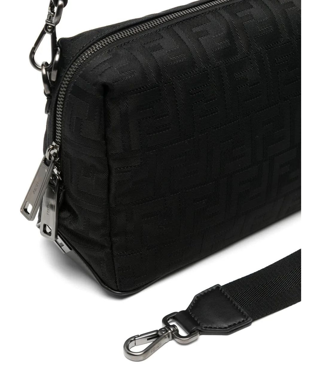 Fendi Black Pochette Lui Médium À Logo Ff Carré