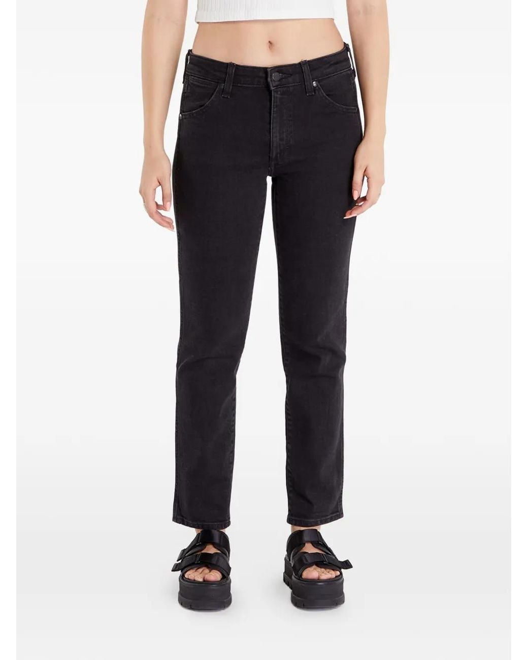 Wrangler Blue Logo-Patch Slim-Cut Jeans