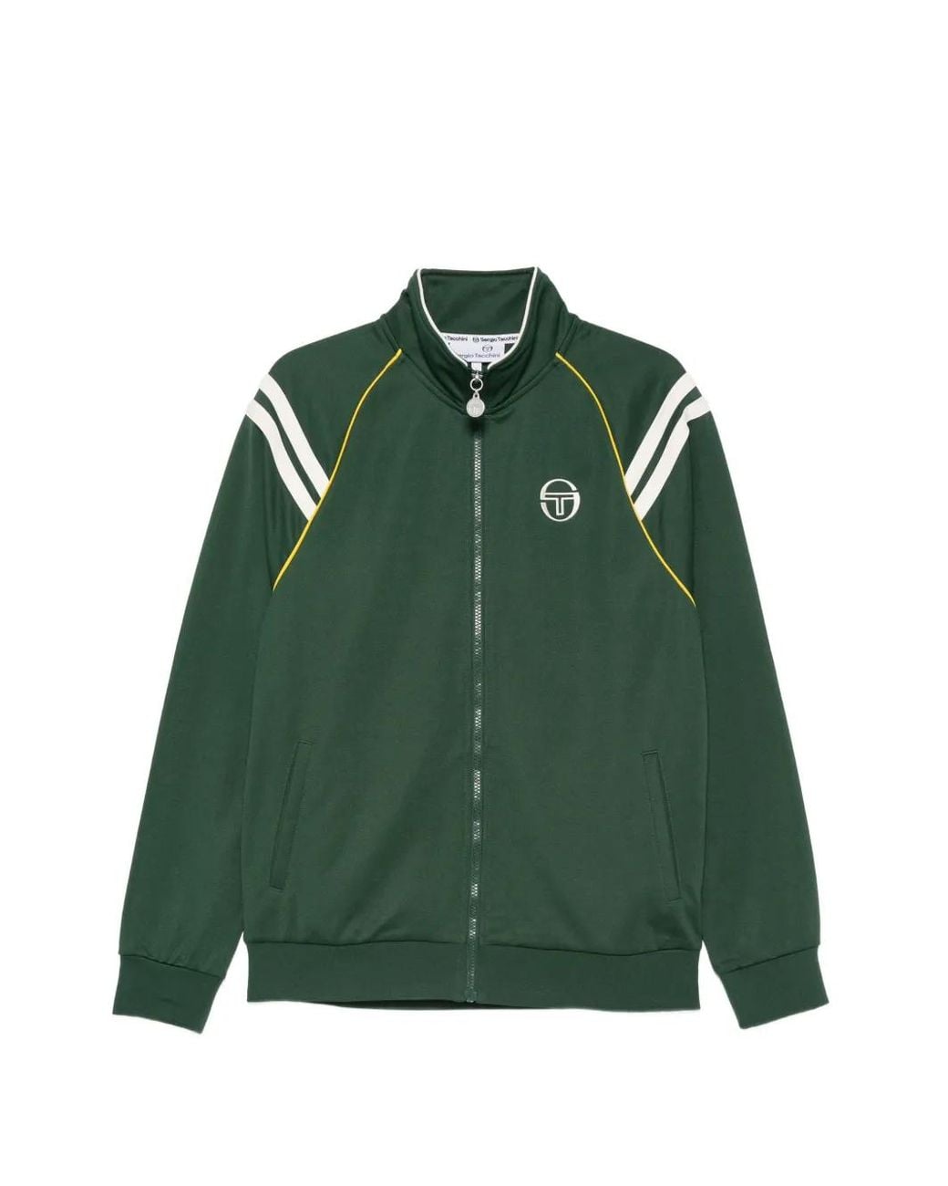 Sergio Tacchini Green Logo-Embroidered Stripe-Detail Track Jacket for men
