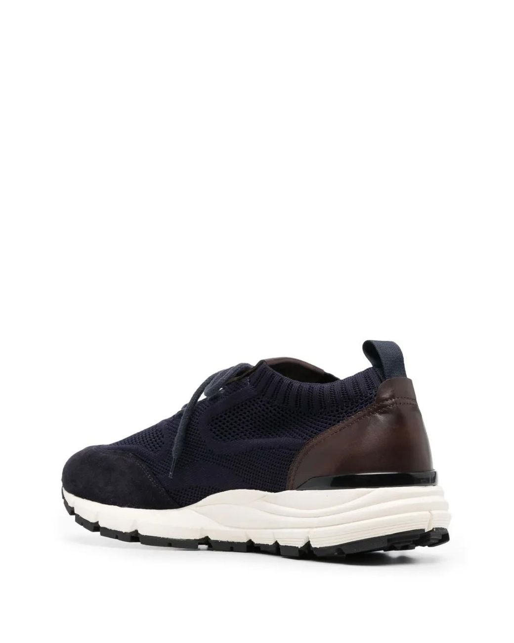 Scarosso Blue Knitted-Upper Suede Sneakers for men