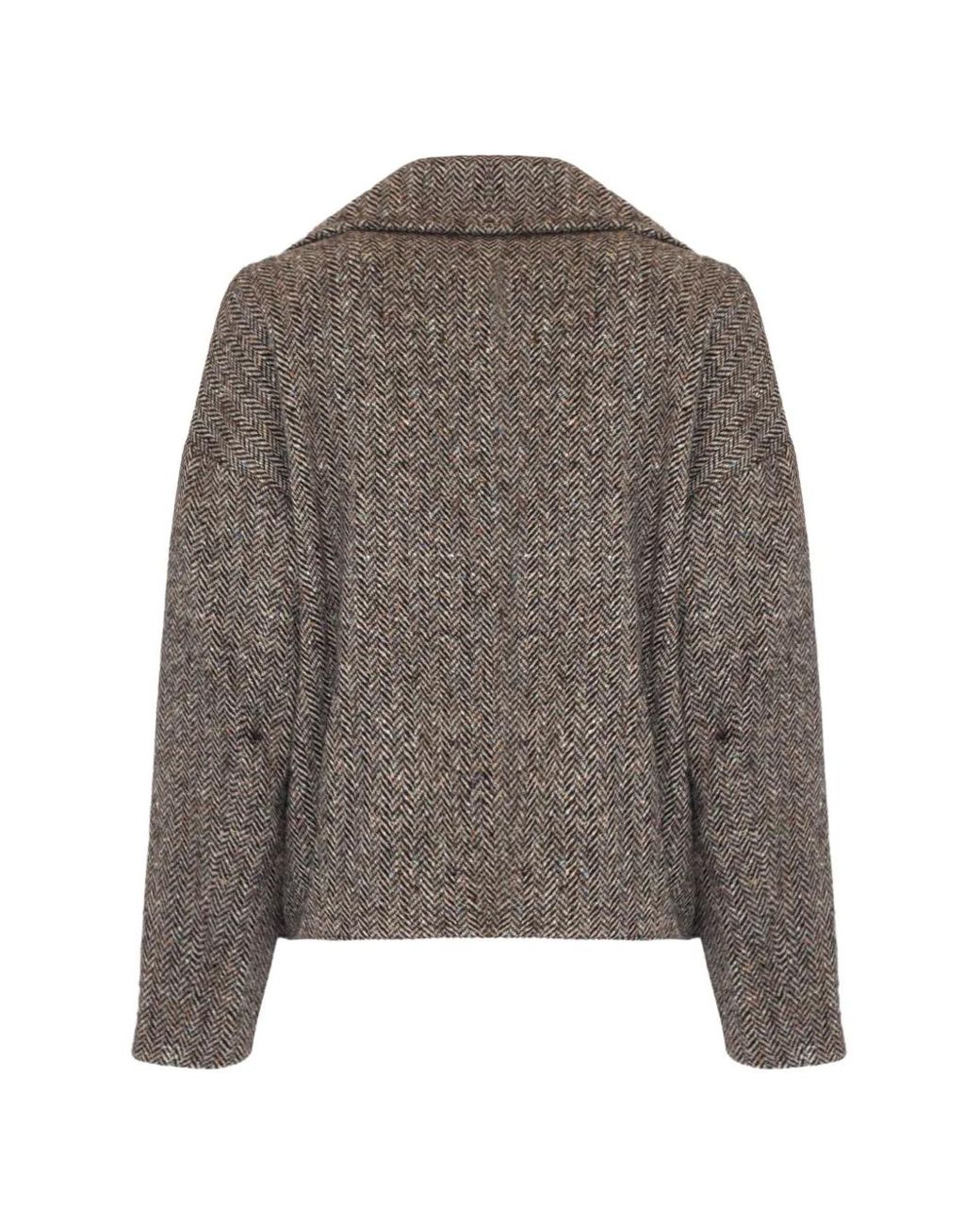 Momoní Brown Herringbone Double-Breasted Jacket