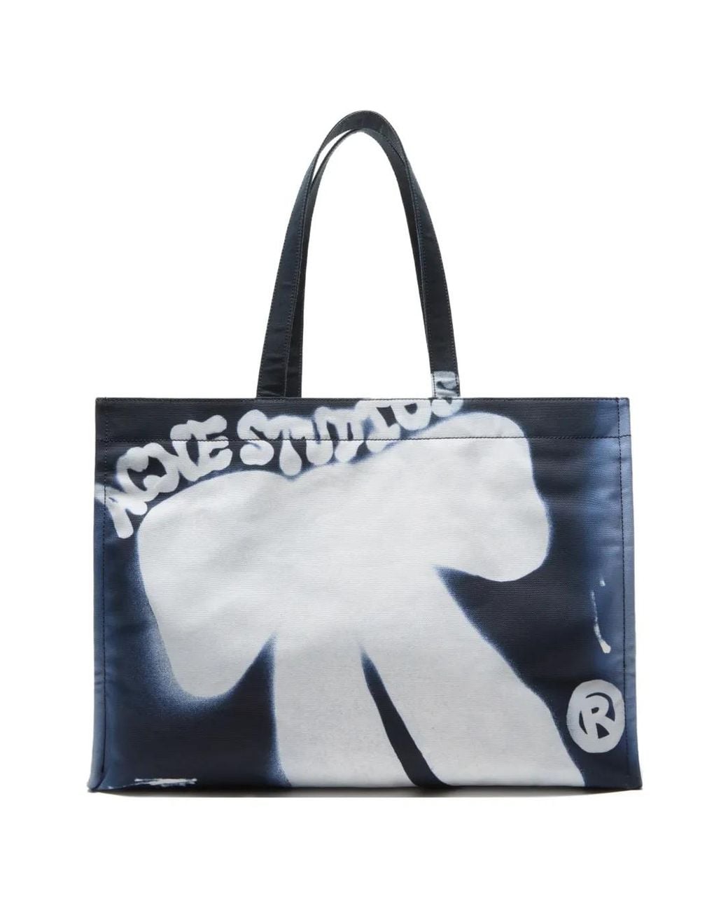 Acne Blue Print-Detail Tote Bag