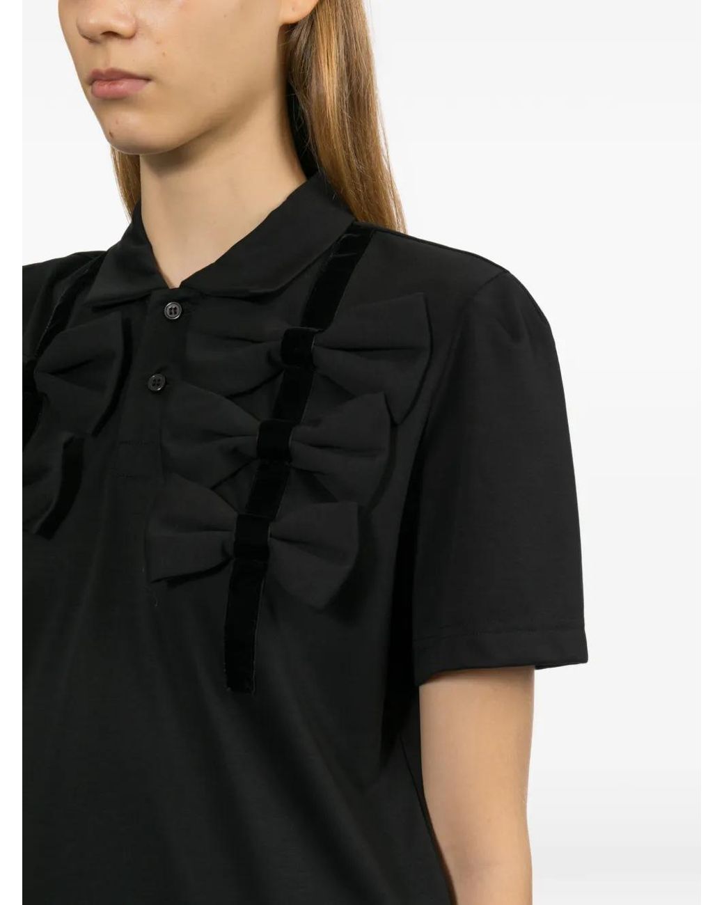 Noir Kei Ninomiya Black Ruffled Detail T-Shirt