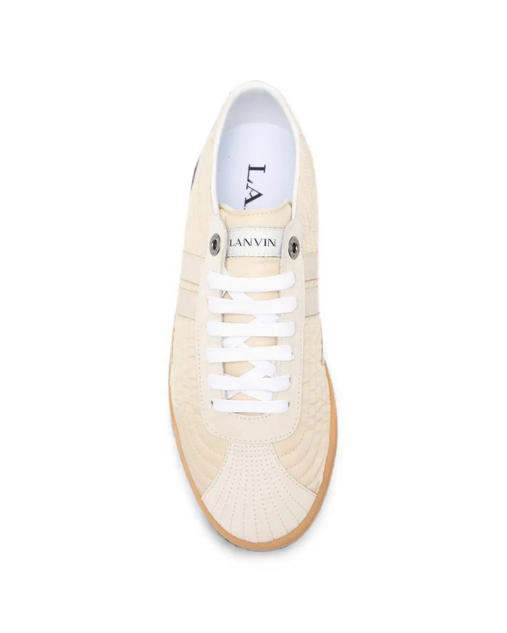 Lanvin White Ecru Quilted Sneakers With Logo Detail