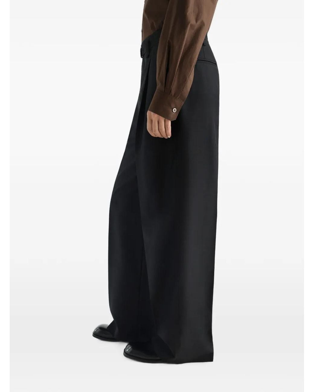 Lemaire Black Wide Pleated Pants