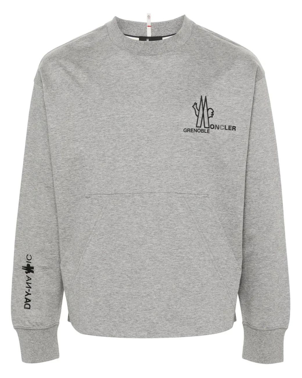 Moncler Gray Logo Print Cotton Sweatshirt for men