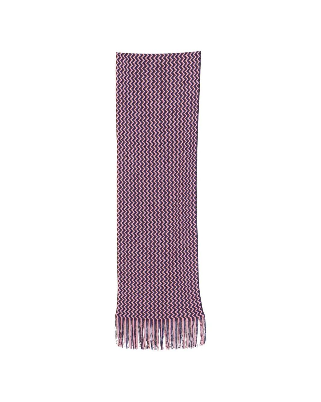 Missoni Purple Écharpe Frangée À Motif Zigzag