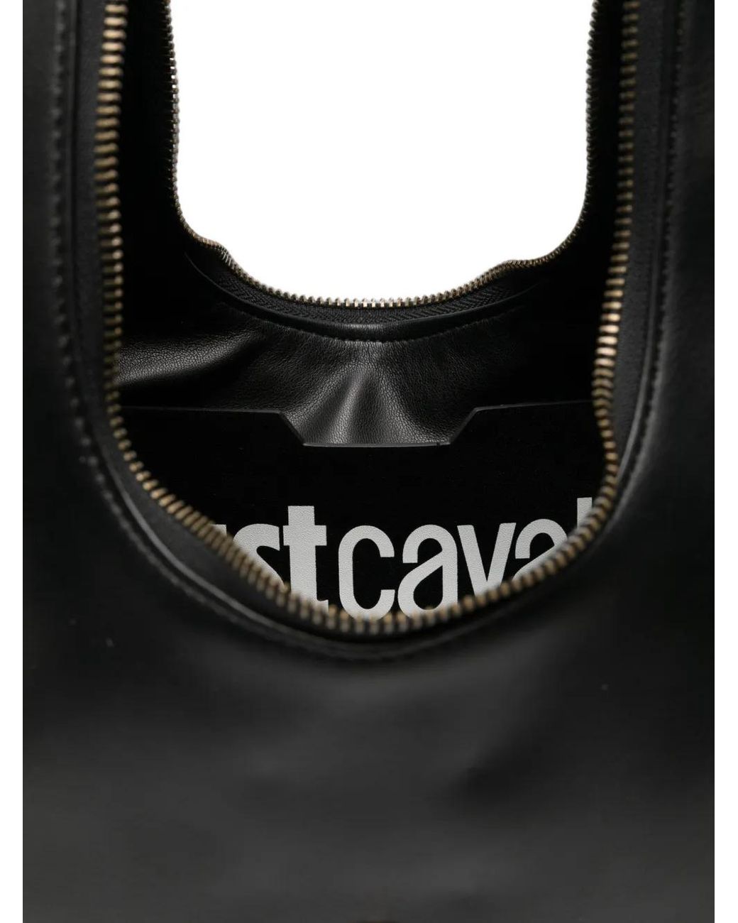 Just Cavalli Black Snake-Plaque Shoulder Bag