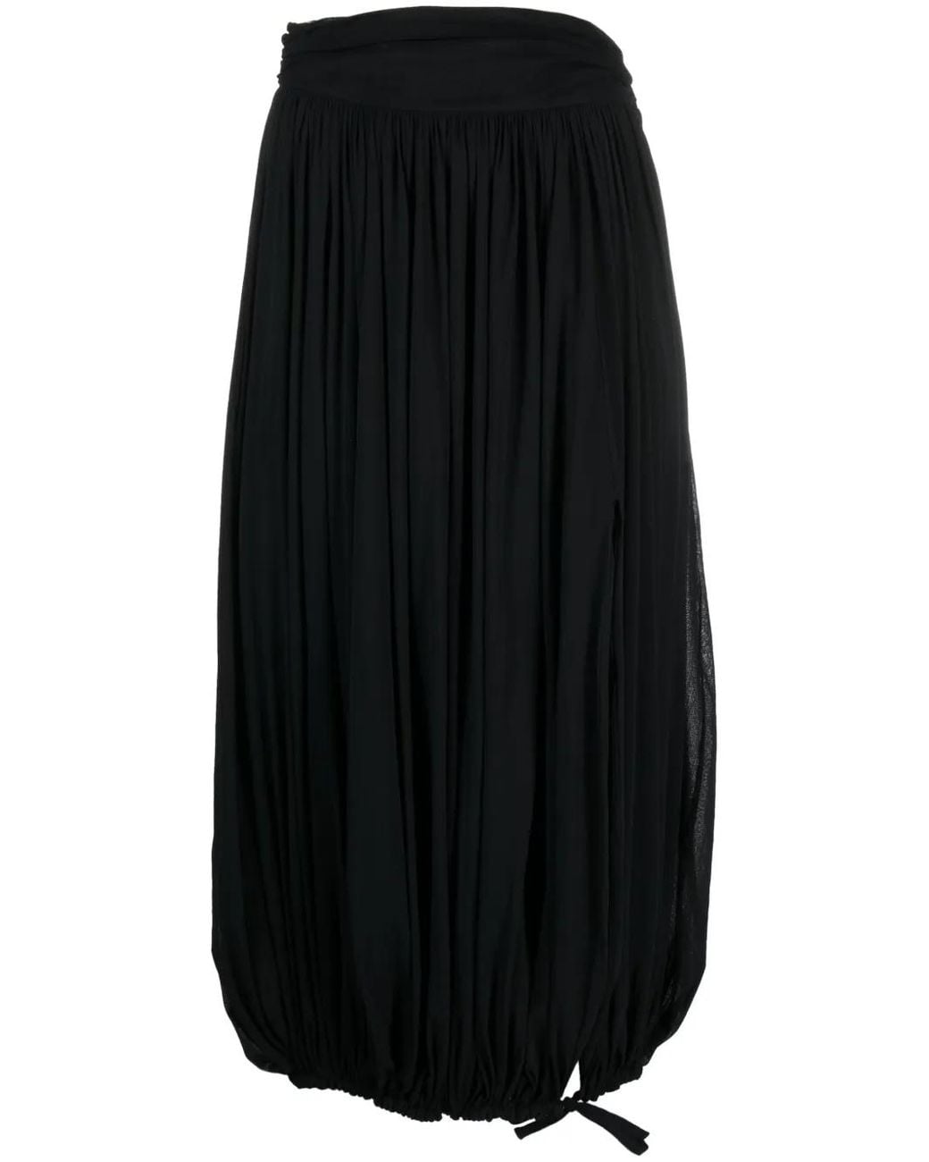 Philosophy Di Lorenzo Serafini Black Pleated Puffball Midi Skirt