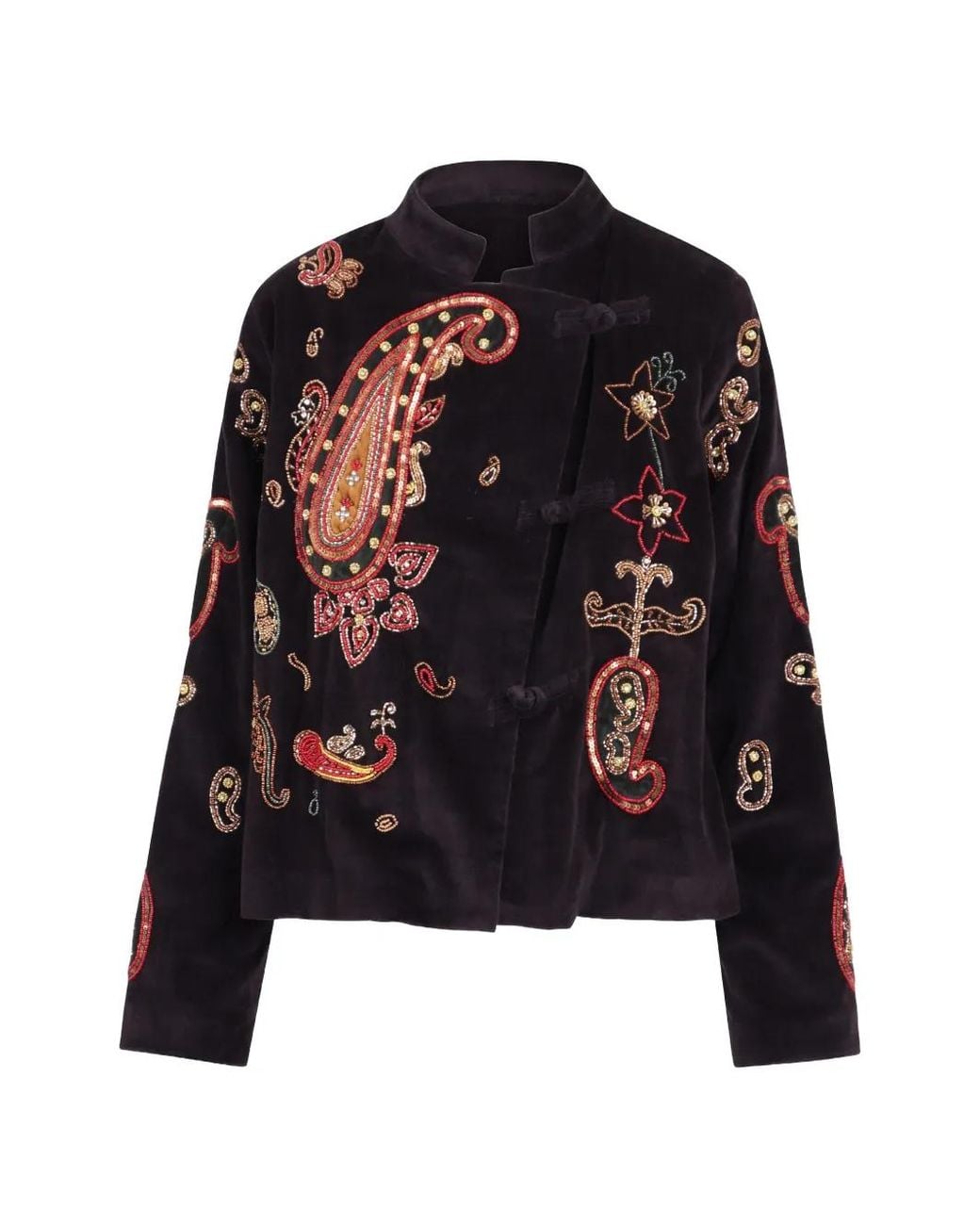 PHILIPPA 1970 Black Angela Paisley-Embroidered Jacket