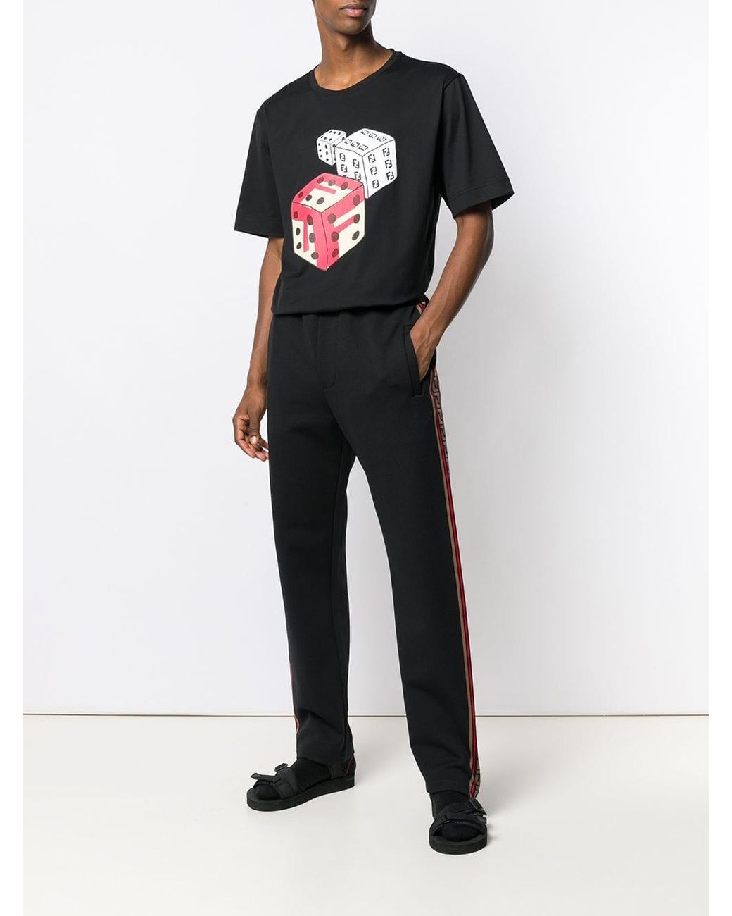 Fendi Dice Print T shirt in Black for Men Lyst Australia