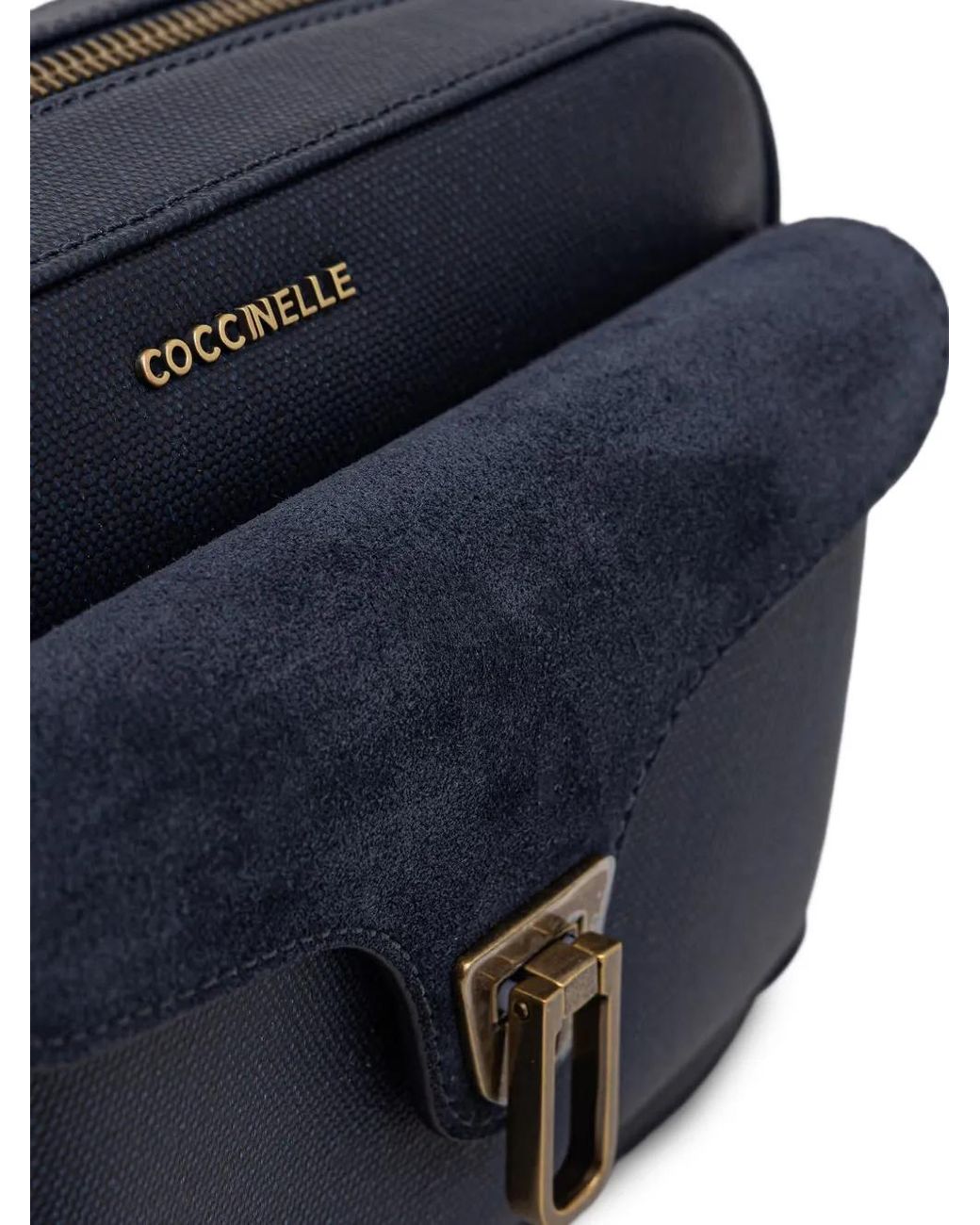 Coccinelle Blue Suede-Panelled Crossbody Bag