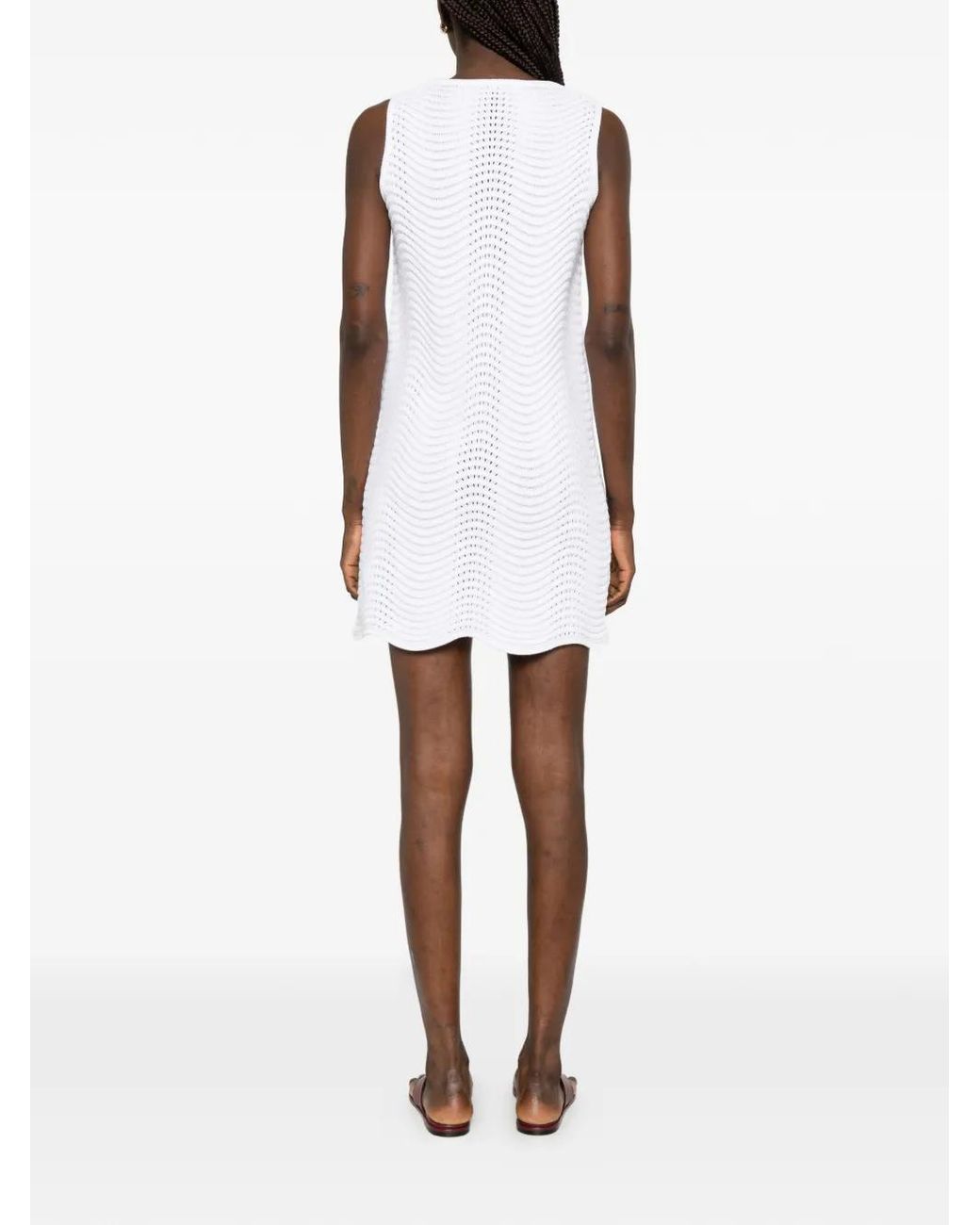 Neera White V-Neck Textured Mini Dress