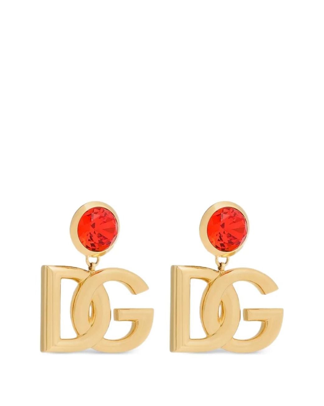 Dolce & Gabbana Orange Clip Earrings With Logo
