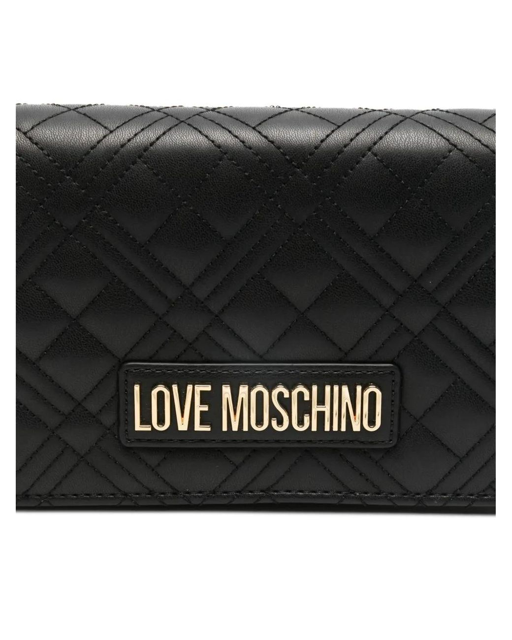 Love Moschino Black Quilted Logo-Plaque Cross Body Bag