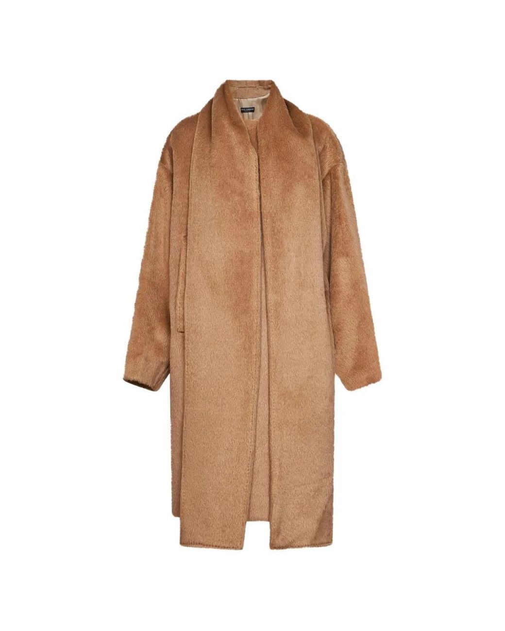 Dolce & Gabbana Brown Scarf-Detail Single-Breasted Coat