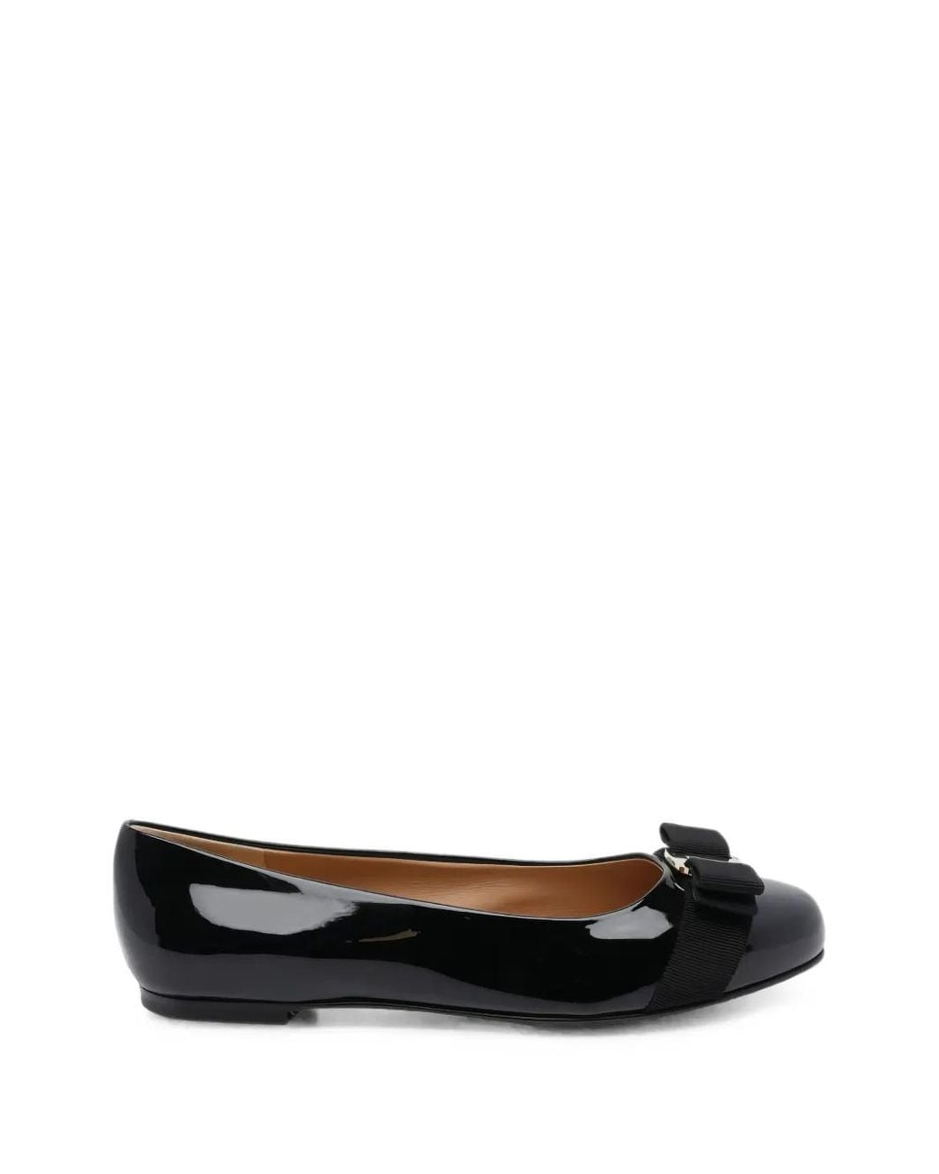 Ferragamo Black Vara Bow Patent-Leather Ballet Flats