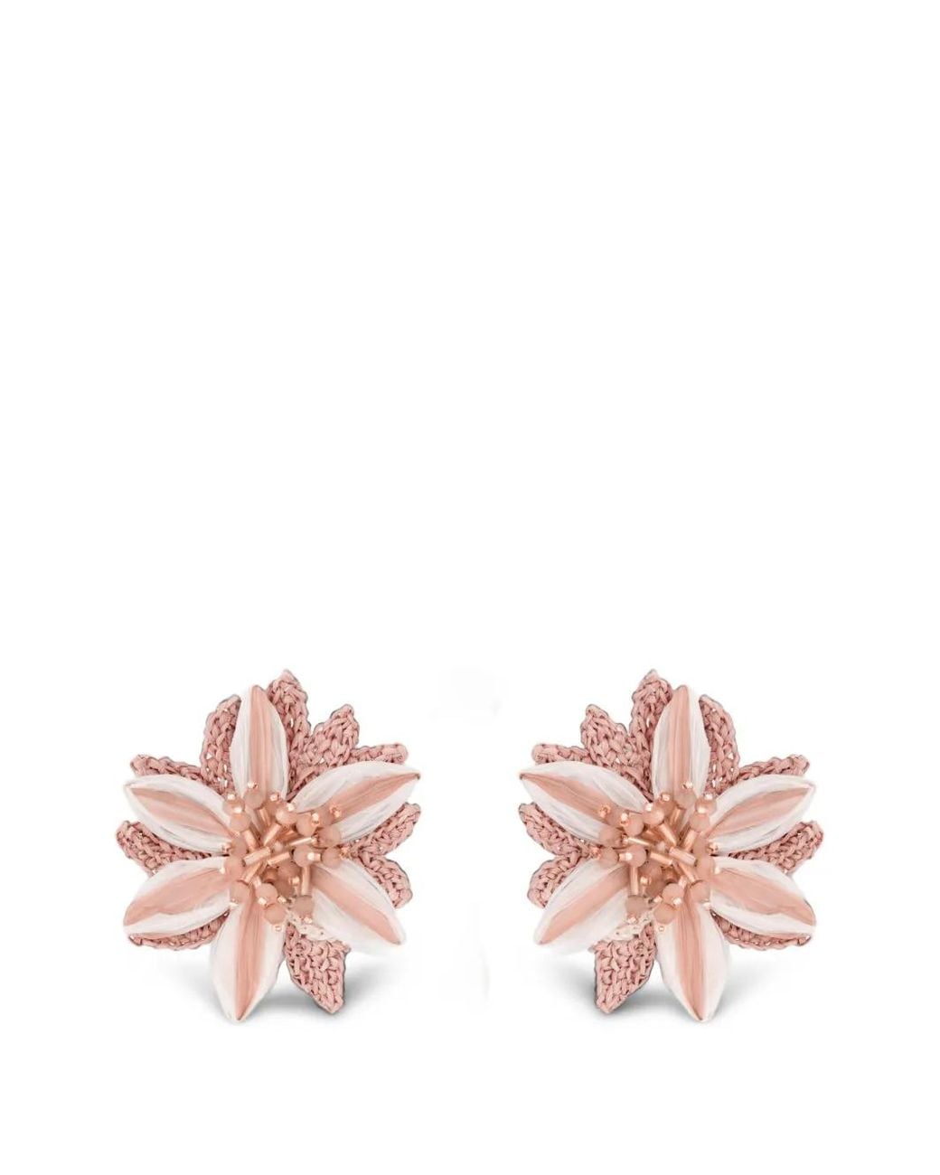 Oscar de la Renta Pink Lily Beaded Earrings