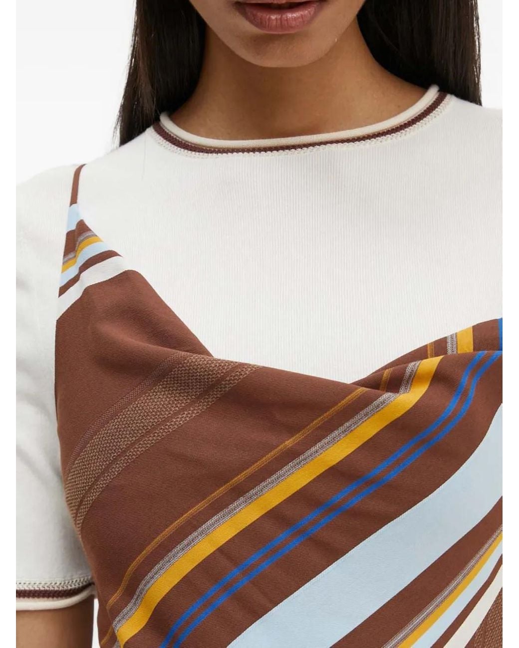 A.L.C. White Lauren Cowl-Neck Striped Dress