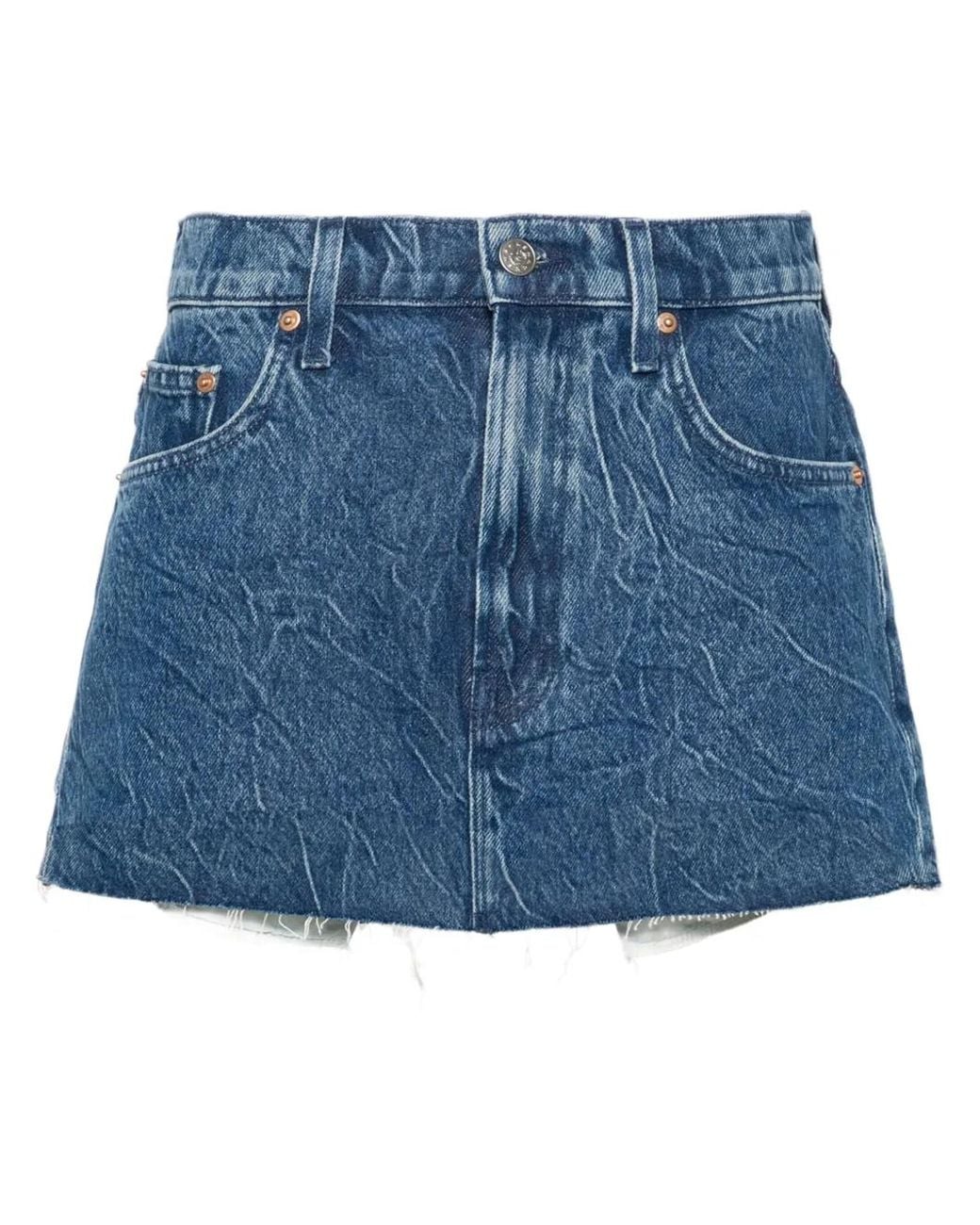 Mother Blue The Fun Dip Micro Cut Denim Miniskirt