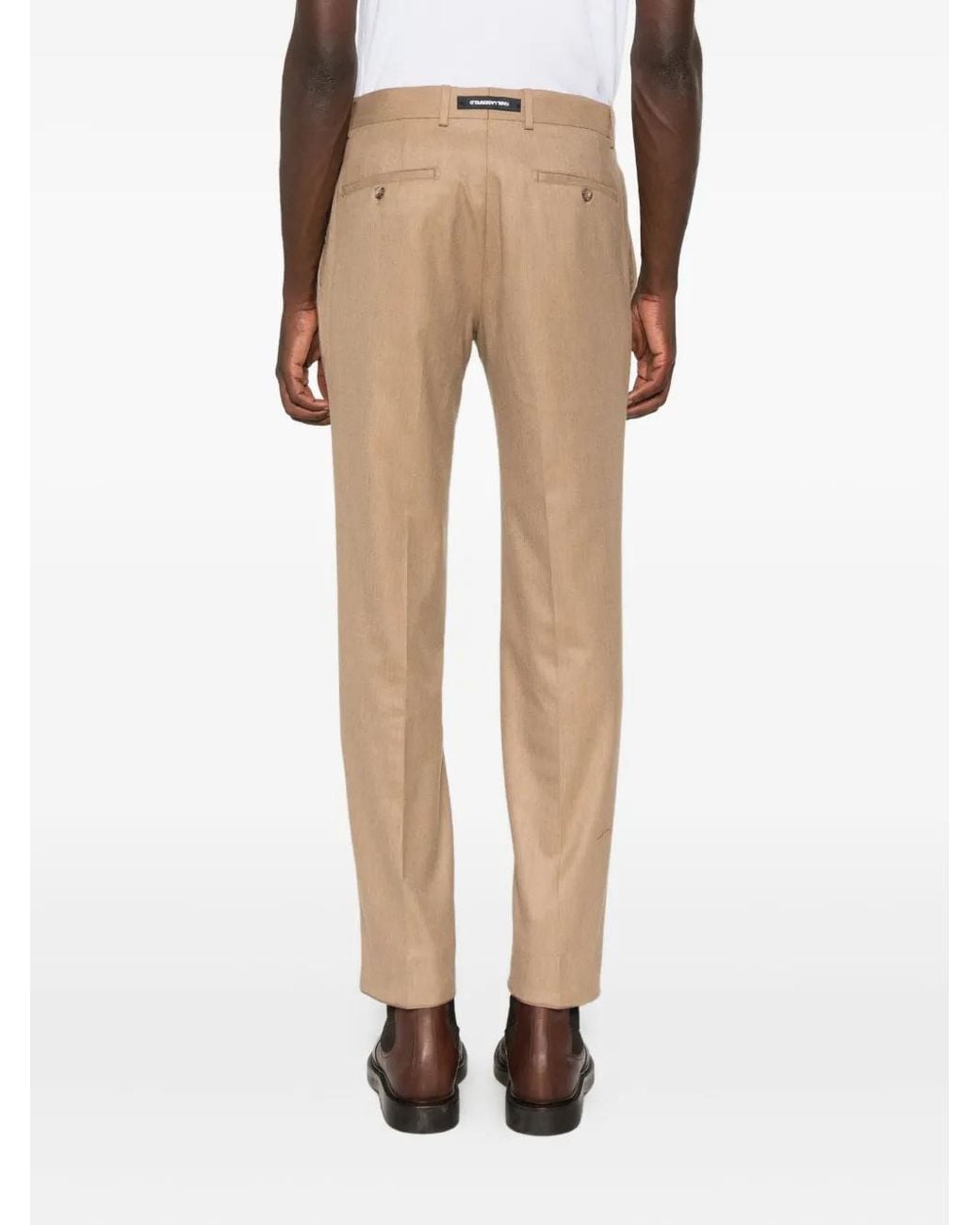Karl Lagerfeld Natural Pressed-Crease Trousers for men