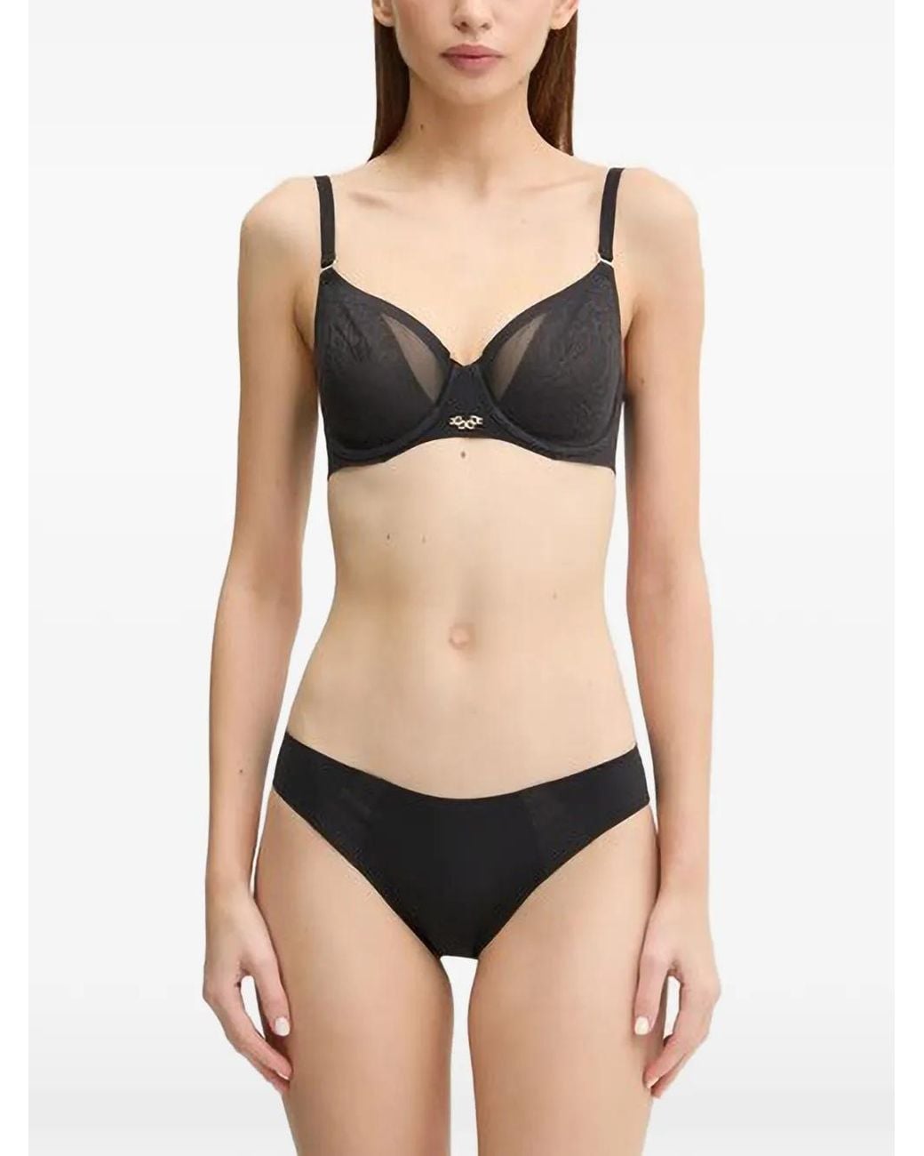 Chantelle Black Pure Lace-Panelled Bra